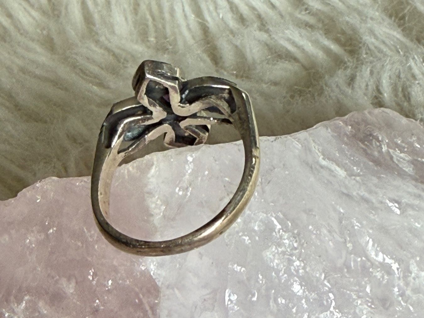 Anelli: Vintage Silberring 925 mit lila Stein – Usato da Istighofen venduto da Ringparadies 2