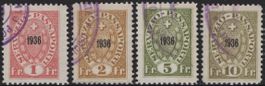 1 - 10 Fr. Fiskalmarken Serie 1936 vom Kanton TESSIN