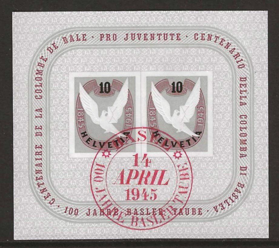 Tutti i francobolli: 1945 : Basler Taube Block W23 – Usato da Gümligen venduto da Geniusbuy