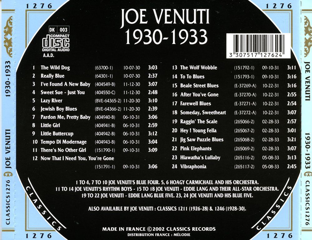 CD: Jazz-CD:  Joe Venuti....." (Classics") – Usato da Hochfelden venduto da mue_lhm9 3
