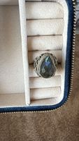 Ring Silber Labradorit Tropfenform 17mm Durchmesser