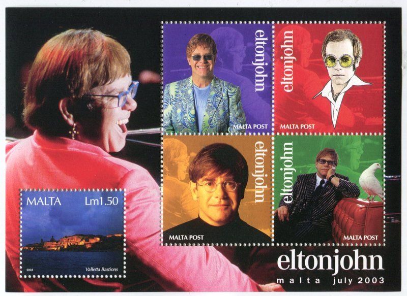 Tutti i francobolli: Block "Elton John". Malta – Nuovo e nell'imballaggio originale da Basel venduto da Butsch5