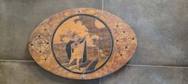 Marqueterie ovale en bois