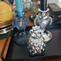 Summer Time: 2x Fisch Kerzenhalter u. mini Ananas / Shabby