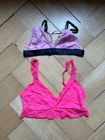 2 Spitzen-Bralettes rosa und pink S