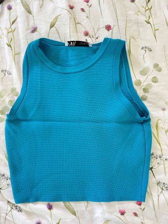 Basic croptop zara top blau