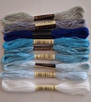 9 Stickgarn Set, verschiedene Blautöne, zum Sticken!