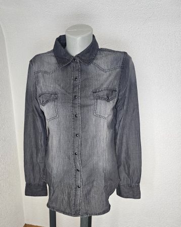 leichte Baumwoll Bluse Gr. 38 grau