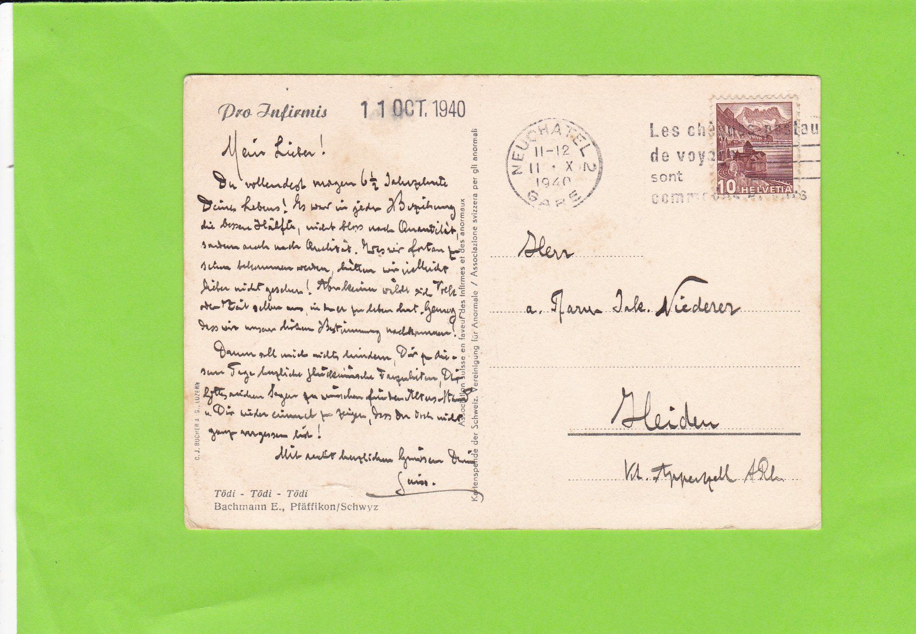 Cartoline postali: Pro Infirmis, Tödi – Usato da St. Peterzell venduto da neckertal 1