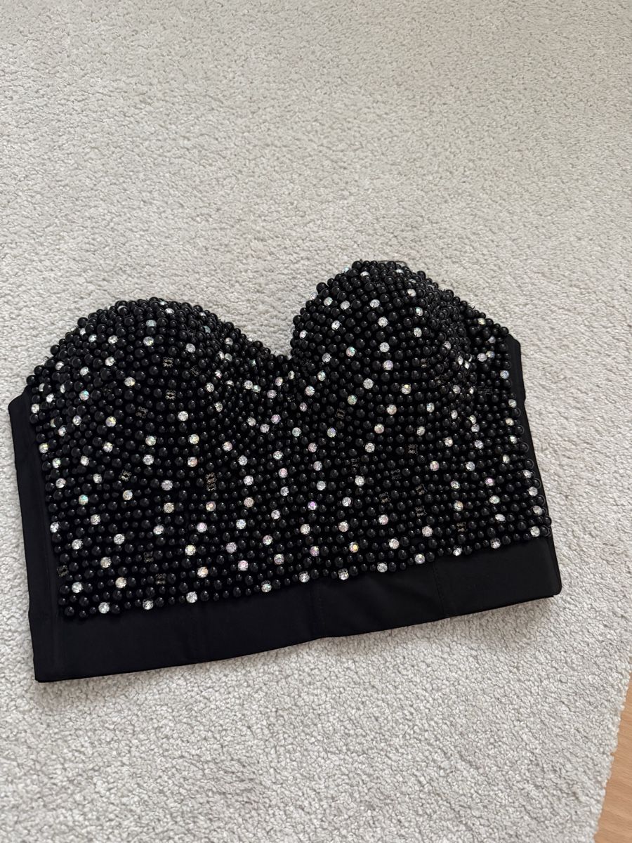 Tops: Corsage schwarz mit Perlen – Neu (gemäss Beschreibung) aus Alpnach Dorf von beauty87