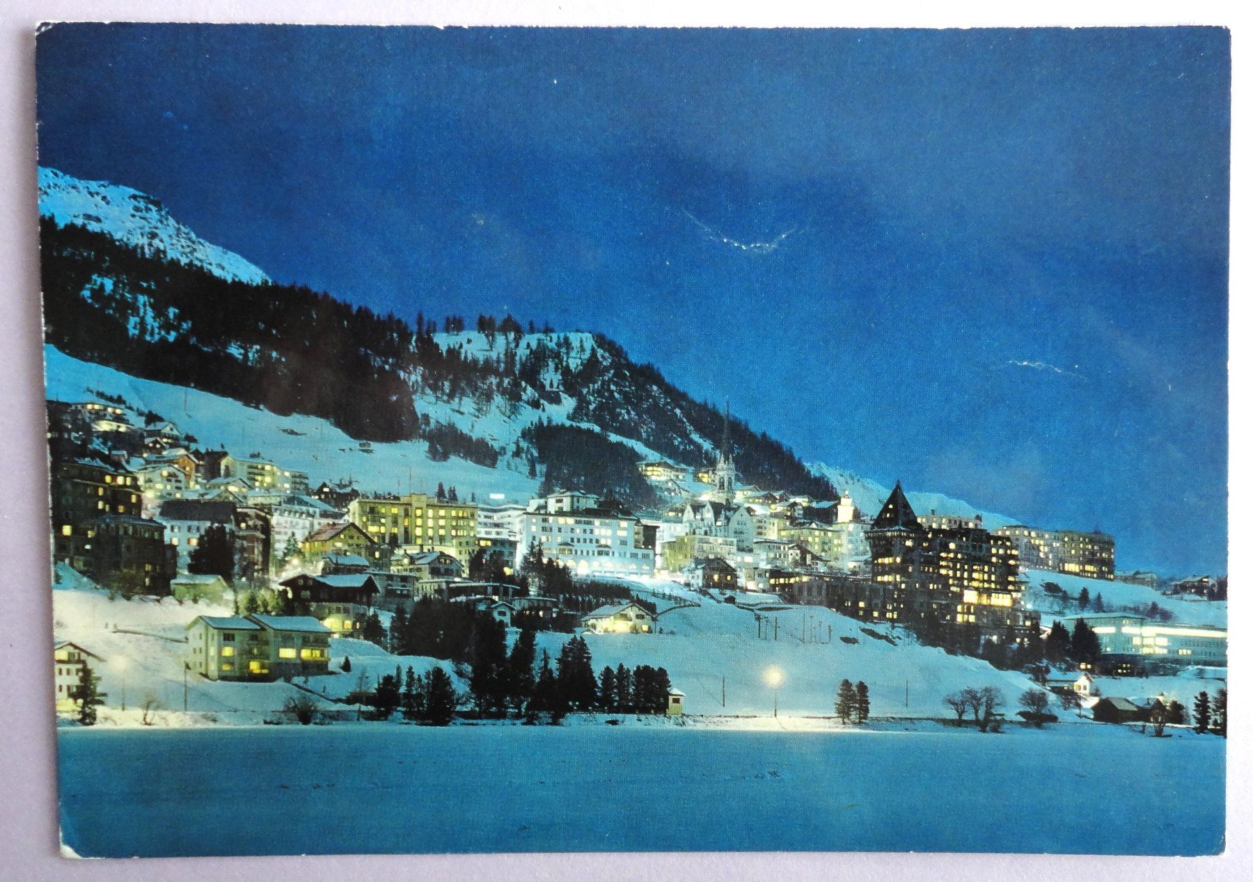 Ansichtskarten: St. Moritz bei Nacht – Gebraucht aus Fétigny von Billy2miny
