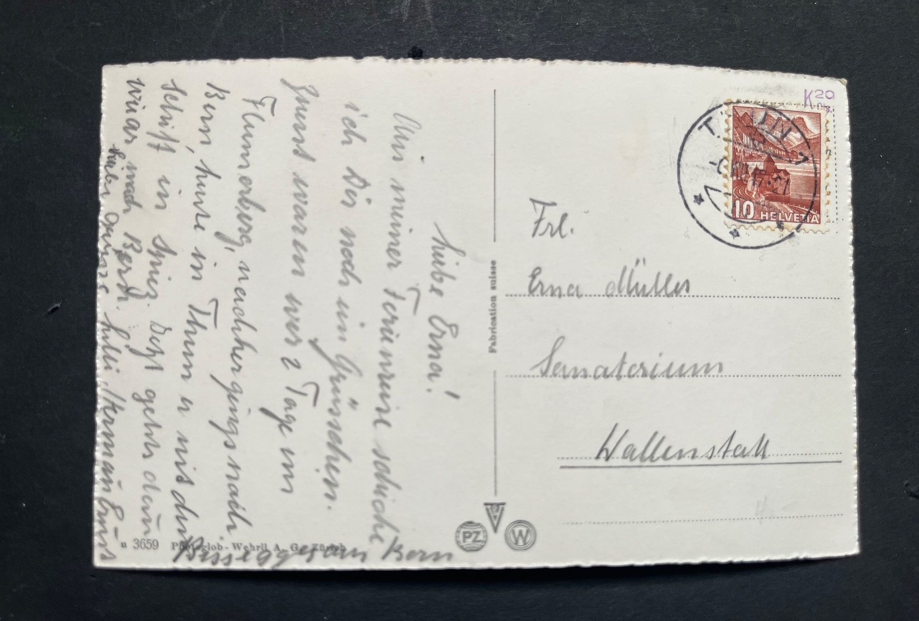 Cartoline postali: Thun / evt Luftaufnahme ca. 1950 – Usato da Ostermundigen venduto da DaxKarten-75 1