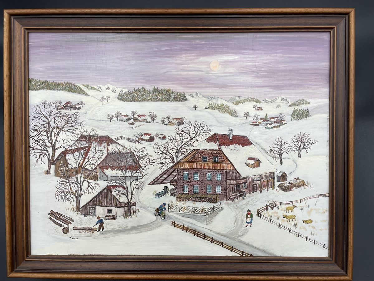 Dipinti: Winterbild Appenzell von W. Boss, – Usato da Baar venduto da Nini043