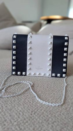 Valentino Rockstud Tasche, dunkelblau/weiss, Leder