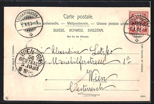 Cartoline postali: Schaffhausen, Blick auf die Kantonsschul – Usato da Berlin venduto da bartko-reher 1