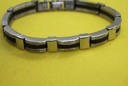 Armband Edelstahl mit Gummi silber schwarz neu