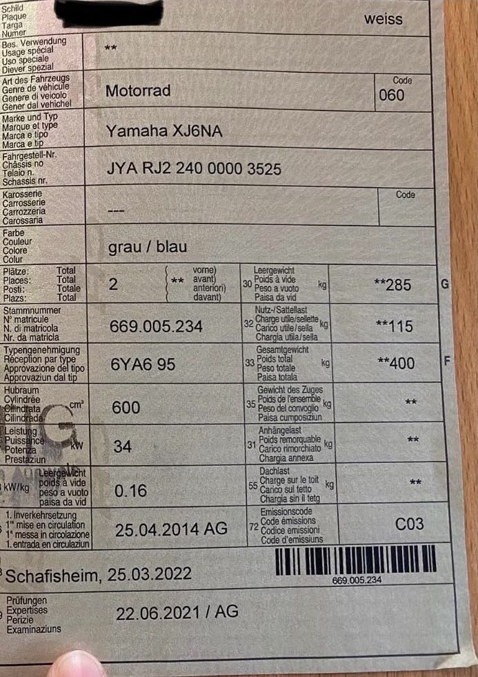 Yamaha Strada: Yamaha XJ6 NA – Usato da Däniken SO venduto da pillepalle02 6