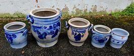 Steingut Buttertöpfe floral Deko Set 5 Stück