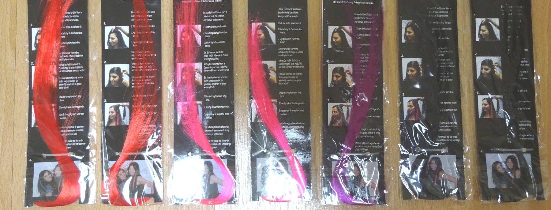 Parrucche: 7x bunte Clip-Haarsträhnen - neu – Nuovo e nell'imballaggio originale da Zofingen venduto da Justizia_01 1