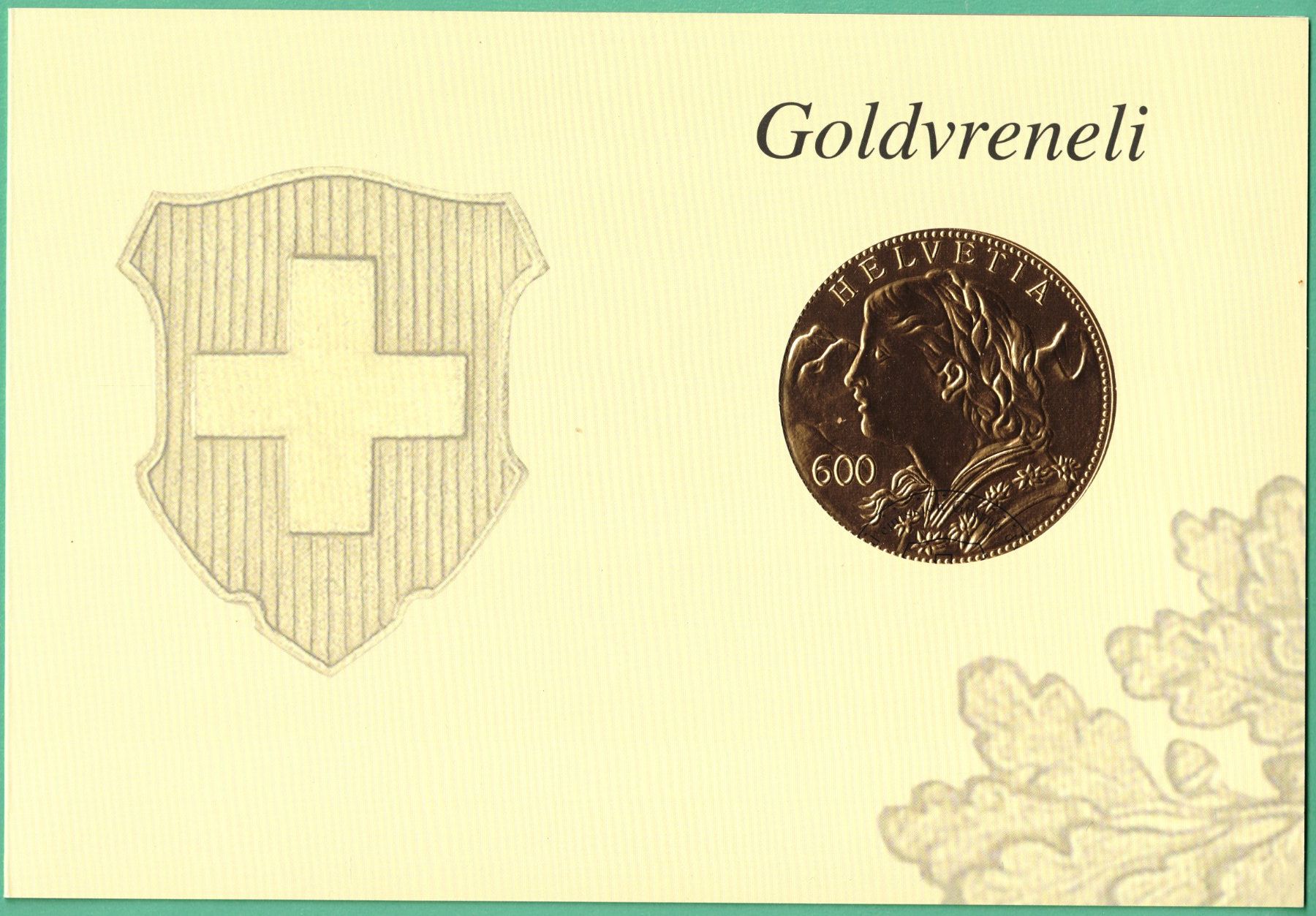 Tutti i francobolli: 2013 Sonderblock Goldvreneli     Dankeskarte – Nuovo (secondo la descrizione) da Mellingen venduto da Ginger