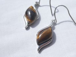 Ohrhänger, Tigerauge, Modeschmuck / neu