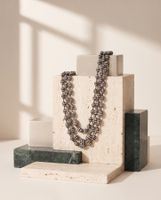 Vintage gunmetal pave necklace
