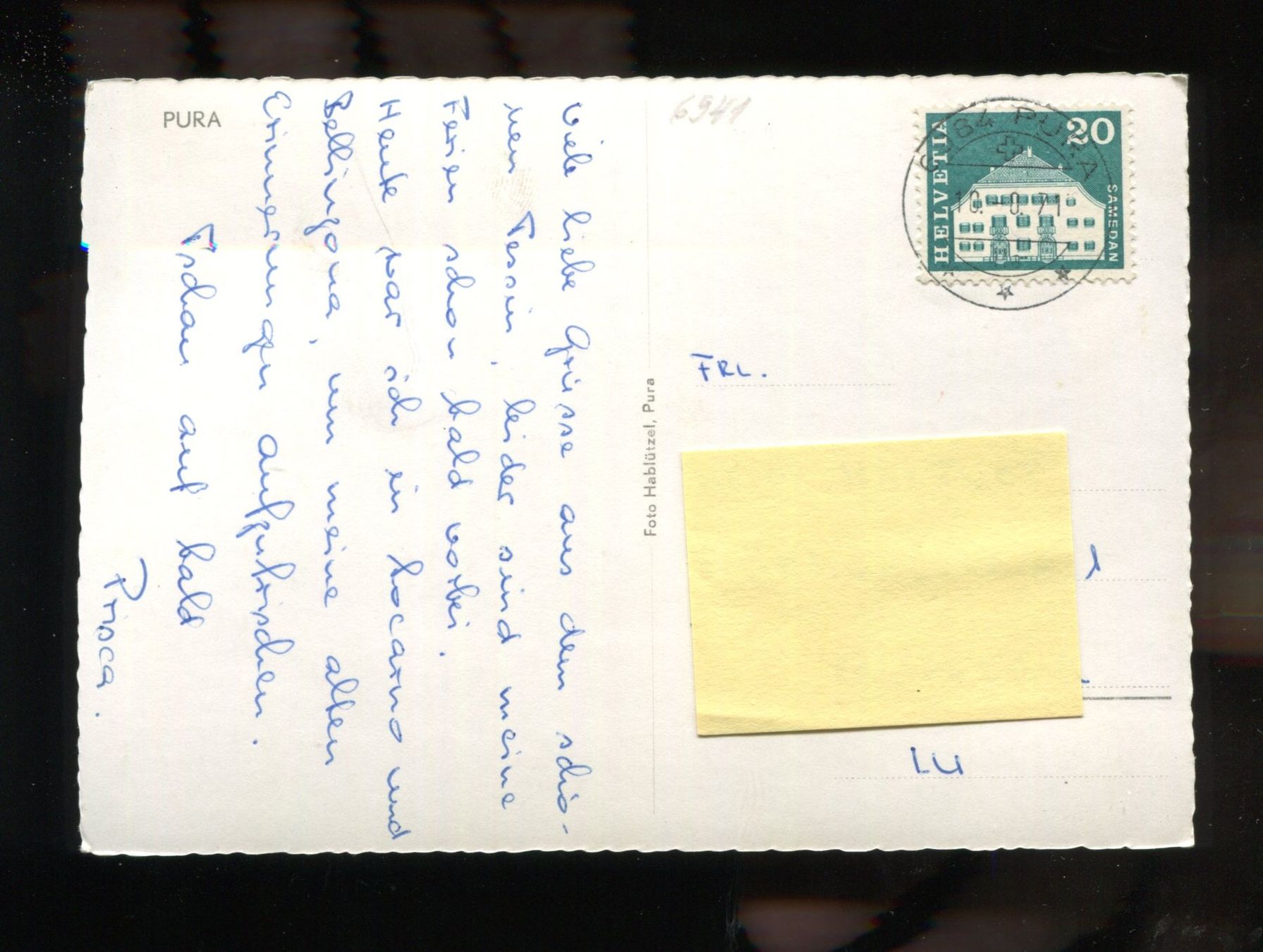 Cartoline postali: Pura, Malcantone – Usato da Aarau venduto da Elmaar41 1