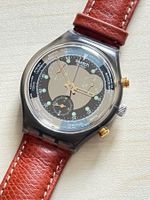 Swatch Vintage Uhr, Chronograph mit Lederarmband