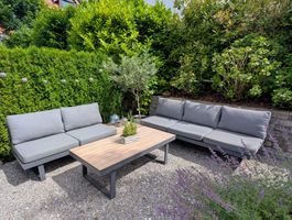Moderne Gartenlounge (Set), grau