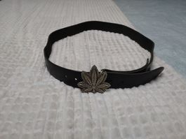 🍁 Cooler Ledergürtel mit Hanfblatt-Schnalle 🍁