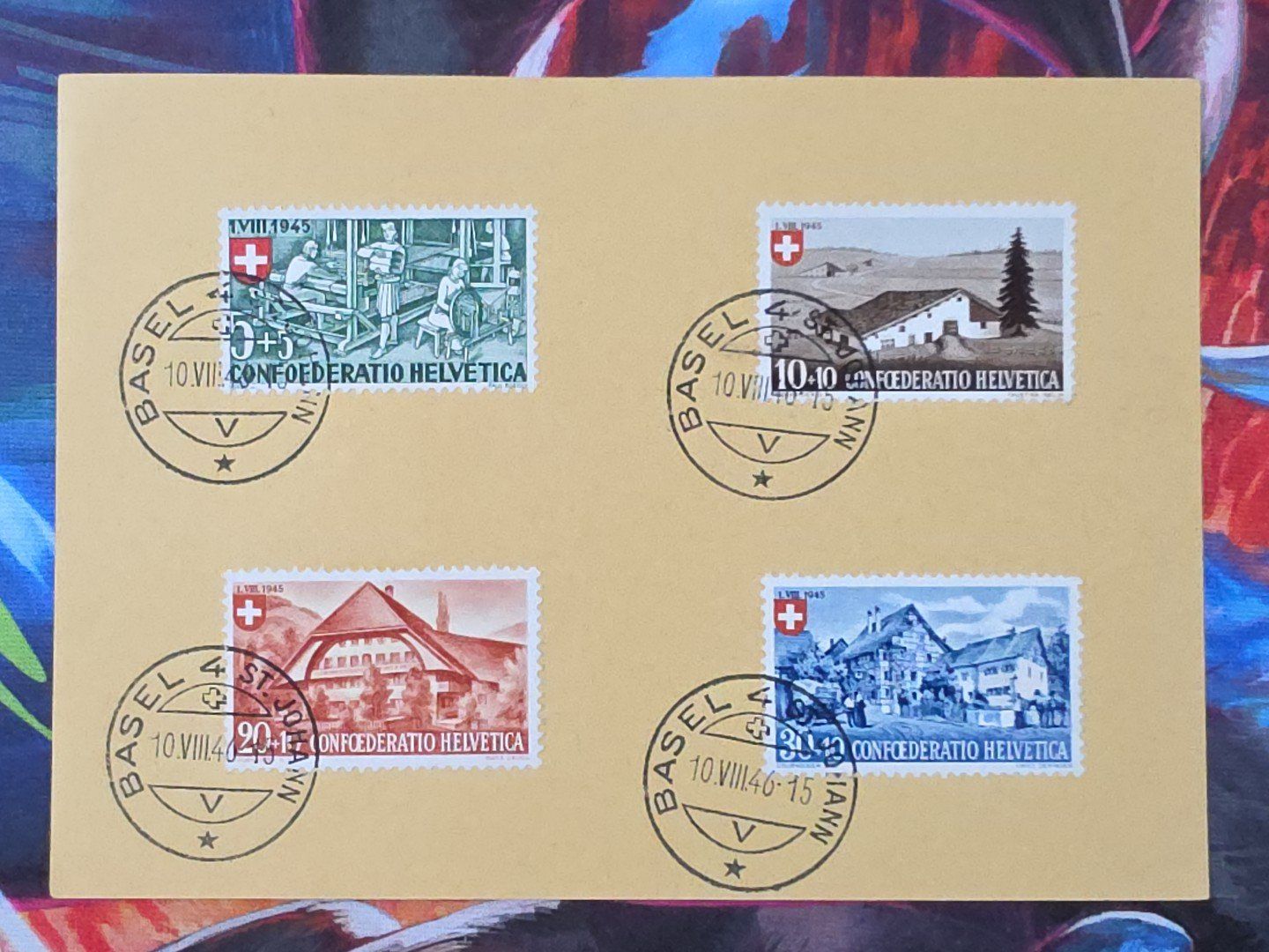 Alle Briefmarken: CL33 Document + Timbre Suisse 1946 – Gebraucht aus Cousset von Patrick_Collections