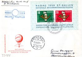 BALLON POSTFLUG NABAG 1959 FRANKATUR BEIDSEITIG - JJ185