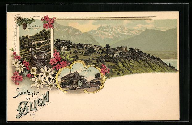Ansichtskarten: Litho Glion, Panorama, Chemin de fer de  – Gebraucht aus Berlin von bartko-reher