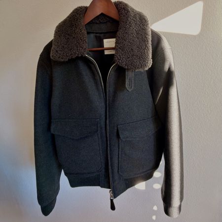 Sandro Wolljacke mit abnehmbarem Kragen grau Grösse L