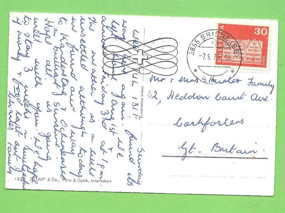 Cartoline postali: Interlaken, Eiger - Mönch - Jungfrau – Usato da Zürich venduto da t24_de 1