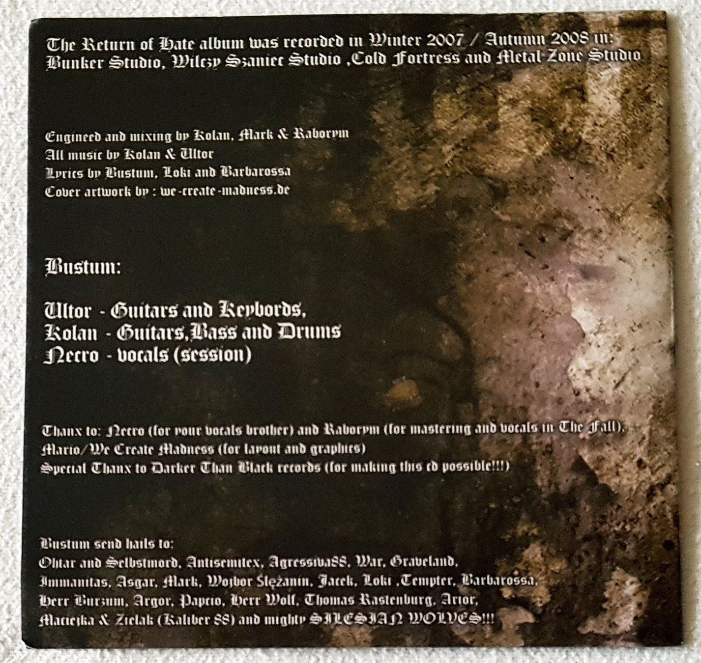 CD: Bustum – The Return Of Hate - CD - 2010 - First Press – Usato da Uster venduto da Zardodel 5