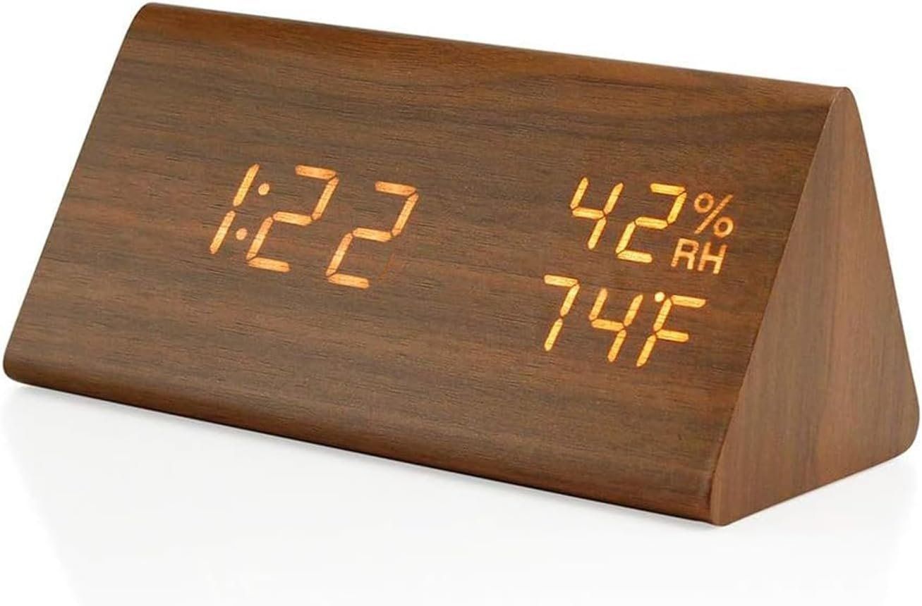 Orologi da terra & Orologi da parete: LED Wecker Digital Holz Uhr mit Temperatur & Luftfeuchte – Nuovo e nell'imballaggio originale da Genève venduto da Lotus-18 9
