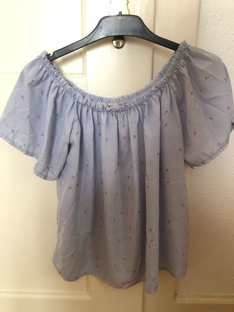 Today Off-Shoulder Bluse S Anker-Print Streifen maritim
