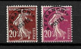 1922 France 20 Cent Lilla Brune et Rose Préoblitérés */(*)