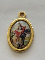 Medaillon Sankt Martin oval goldfarben guter Zustand
