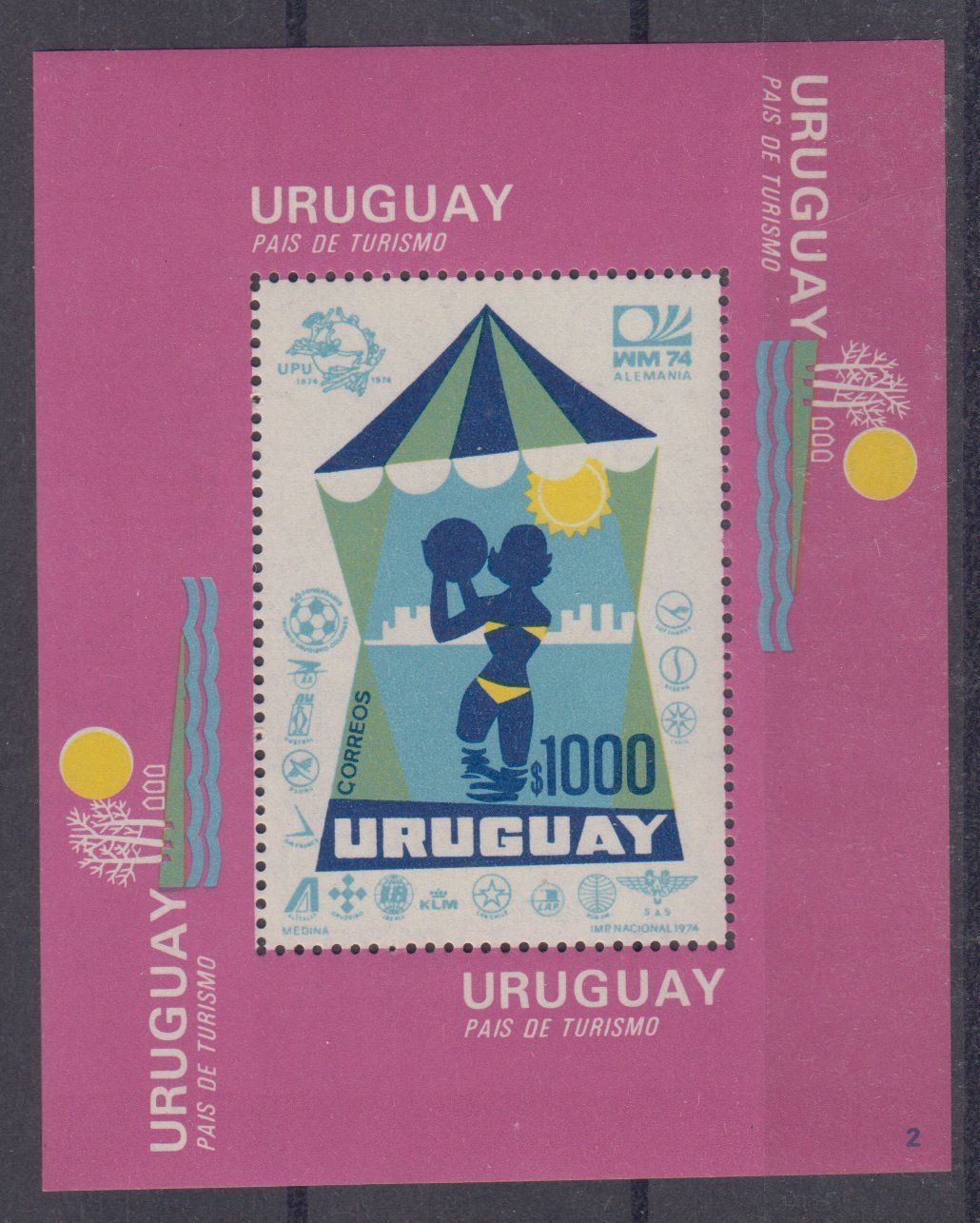 Tutti i francobolli: URUGUAY 1974: Block Tourismus ** – Nuovo (secondo la descrizione) da Eschlikon TG venduto da PhilCon