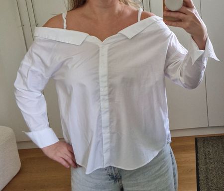 Mango Schulterfreie weisse Bluse Gr.M