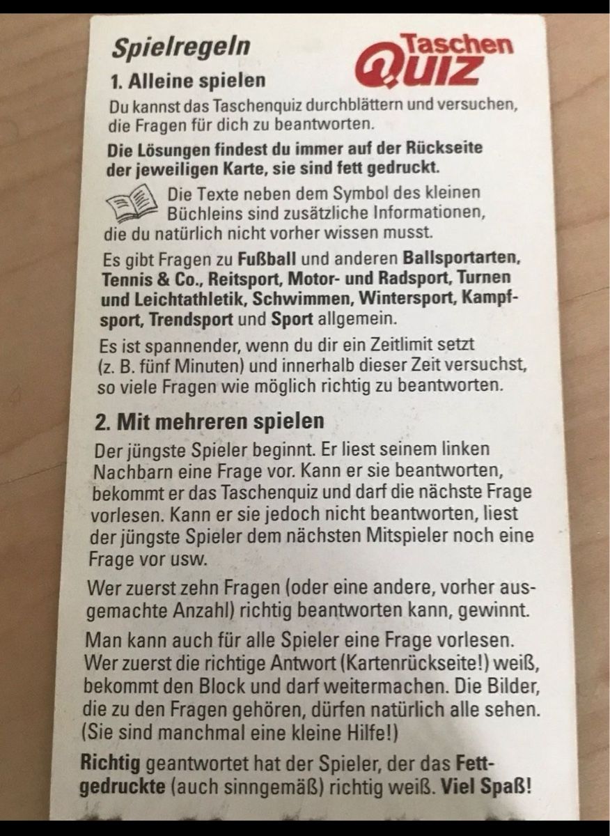 Libri: Taschen-Quiz Sport – Usato da Dietikon venduto da Nieselchen 3