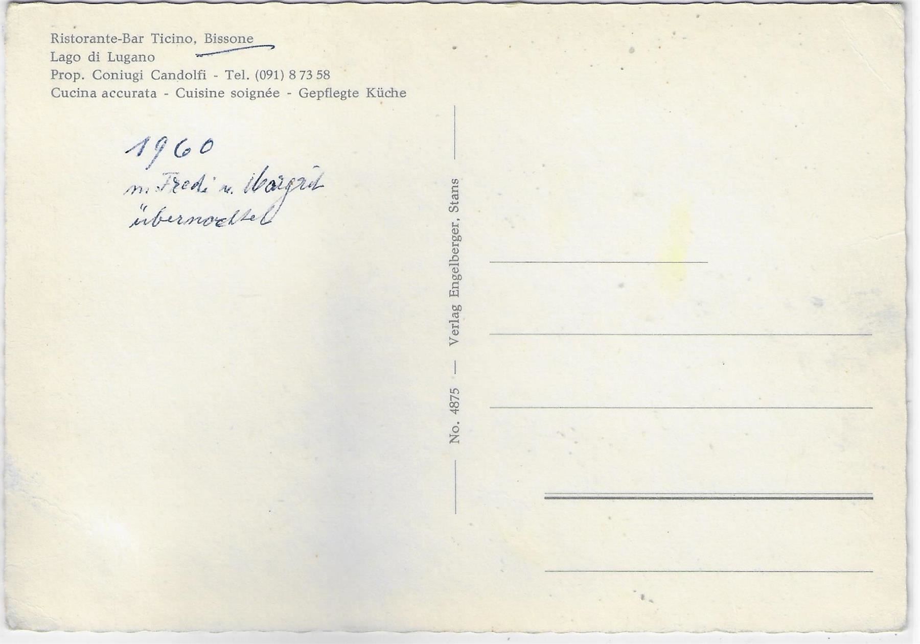Cartoline postali: Ristorante Ticino - Bissione – Usato da Ettingen venduto da Kartenplanet 1