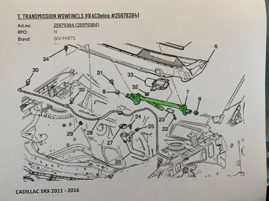 Cadillac Toutes les pièces auto: Scheibenwischer Gestänge Cadillac SRX 2011 – 2016 – D'occasion à Stetten AG par klappag 1