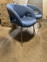 2 fauteuils bleu tissu