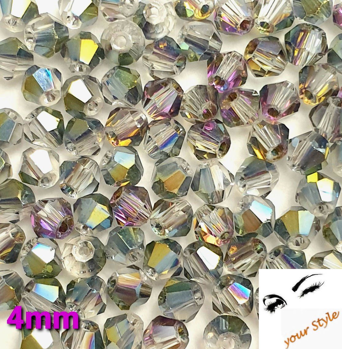 Perlen (unechte): 100 Stk. Glas- Perlen 4mm multicolor – Neu und originalverpackt aus Oberglatt ZH von -your-Style-