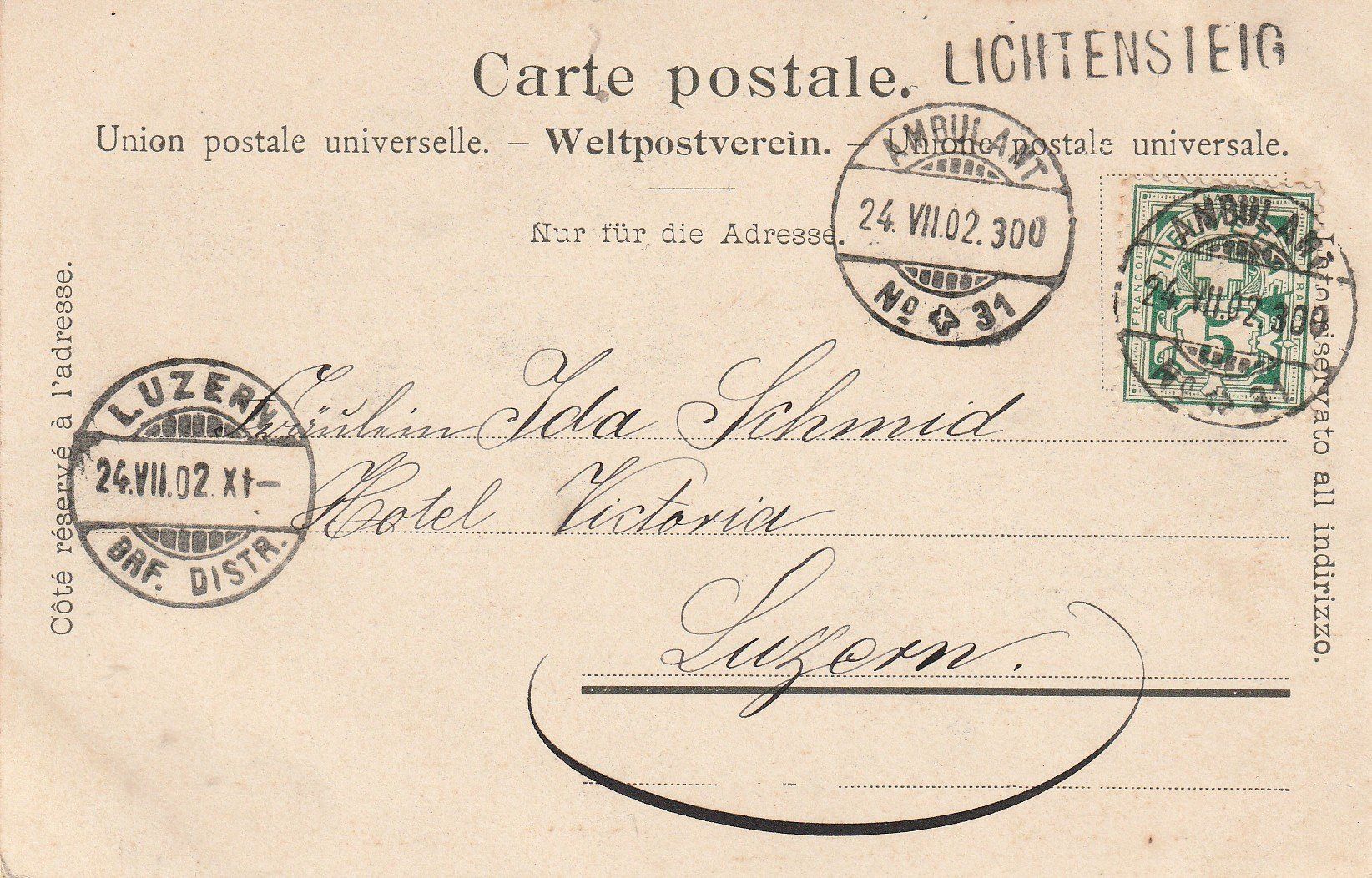 Ansichtskarten: Alte Ansichtskarte Liechtensteig 1902 – Gebraucht aus Rupperswil von Ema10 1