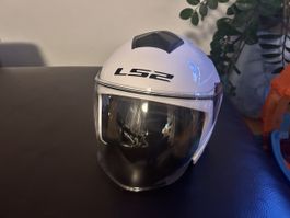 LS2 Motorcycle Helmet, White, Great Condition! 42 characters