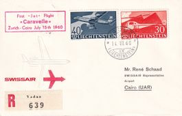 Erstflug Swissair Zürich - Kairo 1960, ab FL